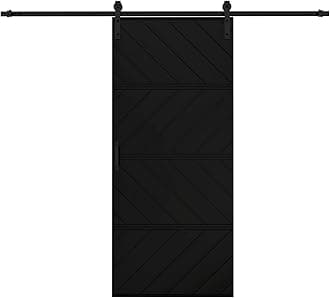 Modern Paneled Manufacture Wood Sliding Barn Door Wave Design with Installation Hardware Kit(Easy Installation),30"×84"