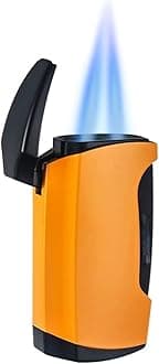 Windproof Gas Lighter, Adjustable Flame Windproof Refillable Butane Suitable for Camping Candles (Butane Not Included)(Yellow)