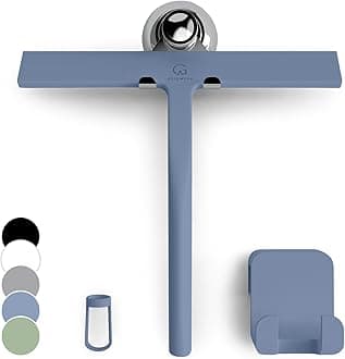 Gütewerk Shower Squeegee, Silicone Squeegee Shower, Hygienic Squeegee for Bathroom, Shower Screen & Window, Bathroom Accessories, 23 cm Shower Squeegee with Holder, No Drilling