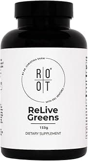 Root Relive Greens by Dr. Rahm's | Superfood Powerhouse with Dark Leafy Greens, Fruits & Fibers - 153g