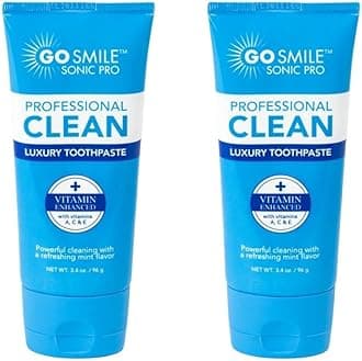 GO SMILE Professional Clean Luxury Teeth Whitening Toothpaste - Travel Size Tooth Enamel Whitener & Stain Remover, No Sensitivity - Dentist Recommended Vitamin Enhanced Formula - Mint 3.4 oz, 2 Pack