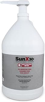 Sun X 30+ SPF Broad Spectrum Sunscreen Lotion - 1 Gallon Jug & Pump Bottle of Paraben, Oxybenzone, Octinoxate, & Oil Free Sunscreen - No White Cast and Water Resistant Up to 80 Minutes