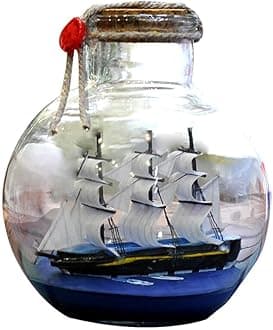 LAMF Drift Bottle Decor, Sailing Boat in Wishing Bottle Glass Cork Bottles, Pirate Ship in a Bottle Kit Handicraft Nautical Home Decorations Gifts Crafts, Large, (20WHEXRNI2047493C)