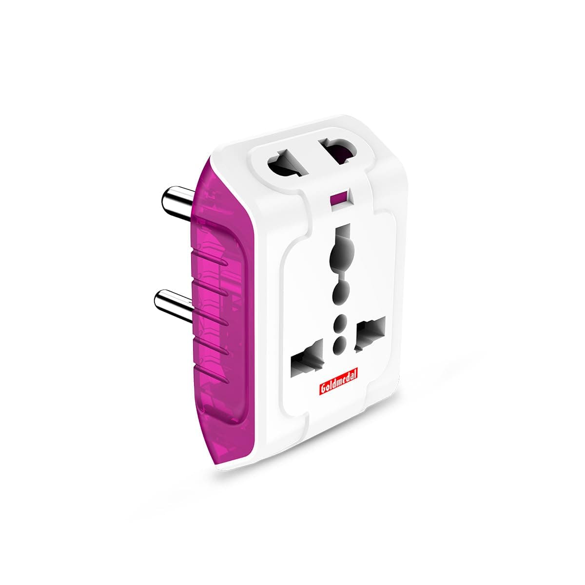 Goldmedal Spice 3 Pin 240V Multi Plug Socket | Universal Travel Adaptor with LED Indicator | Supports 2-Pin&3-Pin Plugs | Multiplug for Home&Office Appliances | Compact & Reliable