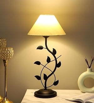 tu casa Table Lamp, Night Lamp for Bedroom, Decoration Bedside Lamp, Metal Table Lamp with Cotton Shade| Nightstand Lamps for Bedroom, Living Room, Gift| Home Decor Items