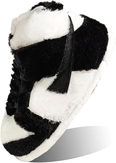 Sneaker Slippers Non Slip Sole Indoor House Plush Slippers Unisex Indoor Floor Cotton Shoes (Black,5.5,12)