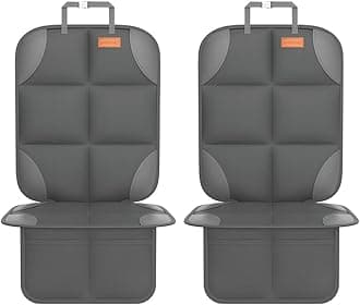 SMART ELF Car Seat Protector for Child Car Seat - Waterproof 600D Fabric Baby Seat Protectors for Non-Slip Backing Mesh Pockets for Baby and Pet, Easy Storage（Dark Gray）