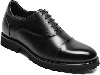 CHAMARIPA Elevator Shoes for Men Invisible Height Increasing Elevator Shoes Black Leather Formal Oxford Dress Tuxedo 3.14 Inch Taller Lace up