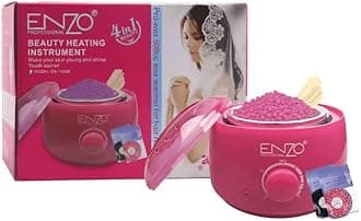 ENZO EN-1102B Professional Wax Heater with Hair Removal Wax Beans - Efficient and Easy-to-Use Home Waxing Kit for Smooth, Silky Skin - Intl Version (PINK)
