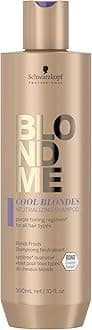 Schwarzkopf Professional BLONDME Cool Blondes Cool Shampoo For Colored Lighthened Bleached Hair 3D Bond Creation Technology Velvet Flower Protein Complex Neutralise Yellow Undertones Softening 300 ml