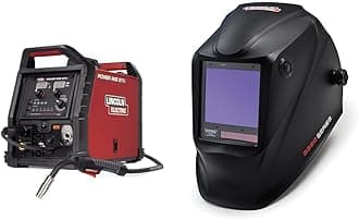 Power MIG 211i MIG Welder K6080-1 & K3034-4 Viking 3350 Auto Darkening Welding Helmet with 4C Lens Technology, Matte Black, Extra Large