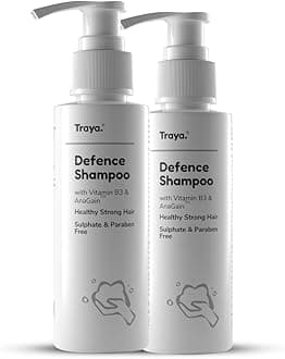 Traya Defence Shampoo | Cleansing Shampoo for Scalp Nourishment & Hair Health | Contains Biotin, Niacinamide, Piroctone Olamine & Anagain | Sulphate & Paraben Free Shampoo For Women & Men | Pack of 2