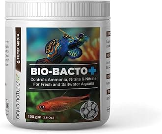 aqua nature Bio- Bacto+ Biological Filter Media Controls Ammonia, Nitrite & Nitrate for Fresh & Saltwater Aquaria (100g)