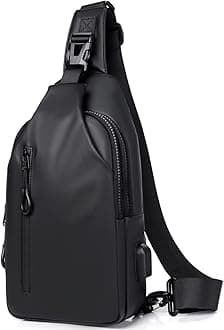 VUCATINCrossbody Sling Bag, VUCATIN Body Chest Shoulder Bag for Men Women Casual Shoulder Backpack Bag, Waterproof Leather Chest Casual Daypack with Usb Charging Port for Travel Hiking