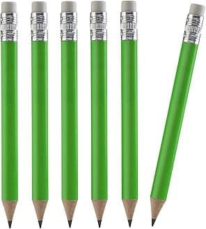 TH Golf 100pcs Golf Pencils, 4 Inch Mini Pencils Half Pencils with Eraser Sharpened Wood Mini Round Pencils for Schools Wedding Toddlers Home Corporate Multiple Colours (Neon Green)