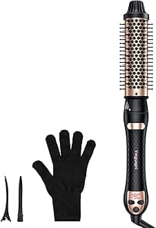 3-in-1 Thermal Brush for Blowout Look, 1.5 inch Heated Round Brush with Ion Detachable Heated, Makes Hair Straightening and Smoother Get Natural Curls, Dual Voltage for Travel, Quick&Easy