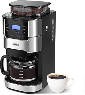 10-Cup Drip Coffee Maker with Built-in Burr Grinder & Programmable Timer, 1.5L Water Tank, Auto Keep-Warm, Reusable Filter - Fresh Ground Coffee Machine (Black)