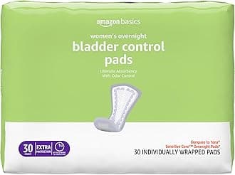 Incontinence Pads for Women, Postpartum Pads, Bladder Control, Overnight Absorbency, Fresh Protection, Unscented, 30 Count