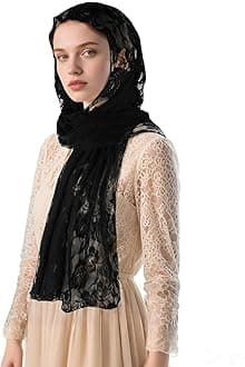 GERINLY Stylish Scarves for Women Lightweight Fashion Lace Printed Wrap Scarfs Shawl for Dress