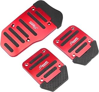 CGEAMDY 3PCS Non-slip Pedal Covers for Car Pedals, Metal Car Pedals for Brakes, Clutch and Acceleration, Universal Welcome Pedals Non-Slip for Manual Transmission (Red)
