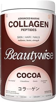 - Beautywise Advanced Hydrolyzed Japanese Marine Collagen with Glutathione | For Radiance, Hydration, Youthful Skin | Fast-Absorbing 200gm, Clinically Proven | Skin, Hair & Nails | Cocoa (25 Servings)