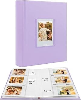Photo Album for Fujifilm Instax Mini Camera, 180 Pockets Photo Album with Writing Space for Polaroid, Leather Cover, 2x3 Photo for Instax Mini 12 11 9 40 8 7 Evo LiPlay Instant Camera (Purple)