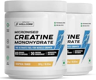 Wellcore Pure Micronised Creatine Powder (83 Servings, Tropical Tango) For Enhanced Muscle Strength With Rapid Absorption | Creatine Monohydrate | Wellcore Creatine Flavoured - 307g (Pack Of 2)