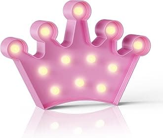 Ganrami Crown Pink Decor, Princess Decor for Girls Room, Party Decorations, Birthday Battery Powered Night Light GM009-28