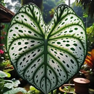 Fancy Green and White Caladium Bulbs for Planting - Easy to Grow Perennial Hosta, Elephant Ears - Great Gift for Plant Lovers (6 Bulbs)