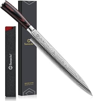 Sunnecko 10.5 inch Sashimi Knife,High Carbon Stainless Steel Japanese Sushi Knives,Yanagiba Knife with Knife Sheath and Gift Box