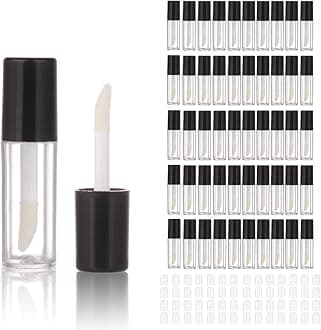 COSIDEA 52pcs Empty Black 0.8ml mini lip gloss tubes Sample size lipgloss containers for sample sack lip oil DIY
