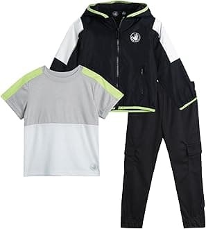 Body Glove Boys' Tracksuit Set - 3 Piece Windbreaker Jacket, Tricot Cargo Jogger Sweatpants, and Performance T-Shirt (2T-7)