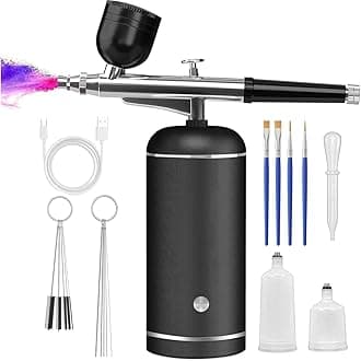 Airbrush Kit with Compressor - 48PSI High-Pressure, Non-Clogging Air Brush Set Cordless Rechargeable with 0.3mm Nozzle and Cleaning Brush for Nail Art, Makeup, Painting, and Cake Decorating