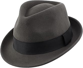 Men's Wool Felt Winter Hat Short Brim Fedora Hat
