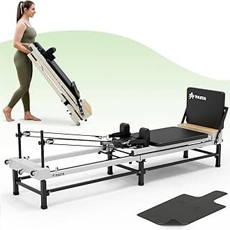 Pilates Reformer, 91" Foldable Reformer Pilates Machine with Adjustable Reformer Heights, Pilates Equipment with Piano Wire Spings and Jump Boards
