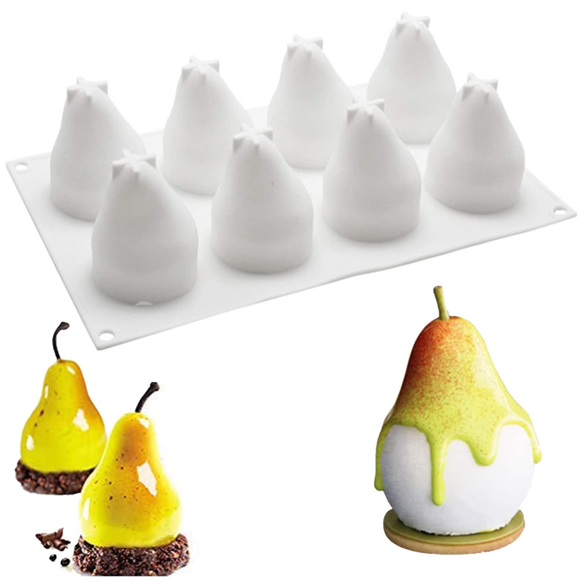 OCPO KITCHEN 3D Pear Silicone Mold for Baking Mousse Cake, 3D Fruit Silicone ...