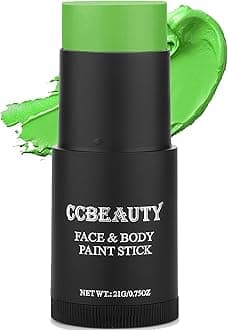 CCbeauty Light Green Face Paint Stick, Face Painting Kit, Lime Green Cream SFX Makeup Foundation, Professional Body Paint for St. Patrick's Day, Halloween Costume Party, Gamora, Shrek, Grinch Makeup