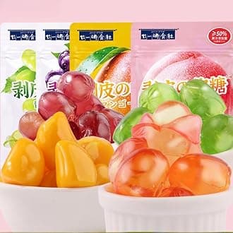 Peelable Gummies,Mango White Peach Soft Candy,Fruit Juice Fudge,Grape Gummy Candy,Peeling Sweets Candy,Casual Desserts,Wedding Candies,Instant Healthy Chinese Snacks (Purple Grape,2bag)