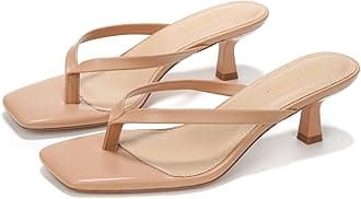 LULLASONG Women's Kitten Heels Sandals Square Open Toe Flip Flop Heels 1.8-2 Inch Heeled Sandals for Women