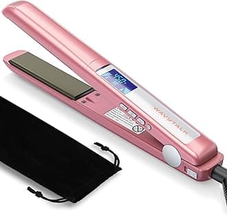 Wavytalk Salon Flat Iron Hair Straightener, Negative Ion Function with Titanium Plates Get Shinier & Smoother Hair, 15 Adjustable Temp, Dual Voltage & 60 Mins Auto Shut Off (Rose Gold)