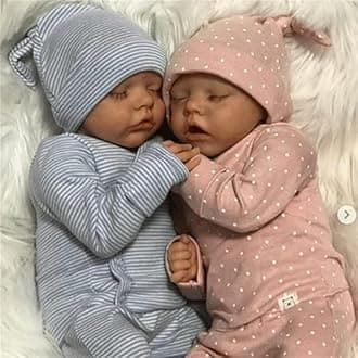 Newborn Baby Dolls Twins Girls 18 Inch Real Life Babies That Look Real Full Body Silicone Realistic Baby Dolls Real Looking Reborn Dolls Lifelike Babies Birthday Gifts Set for Kids