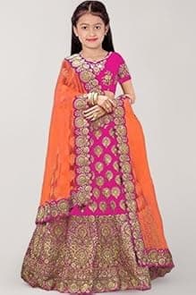 Girl's Satin KD Designer Heavy Work Semi-stitched Lehenga Choli Indian Etheric Wear, 2-16 Years