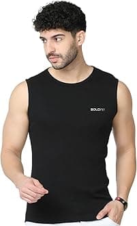 Boldfit Sando Men's Multipurpose Vest for Gym Running Outdoor Black Baniyan for Men Sleeveless Vest for Men Crew Neck Mens Quick Dry Baniyan Vest