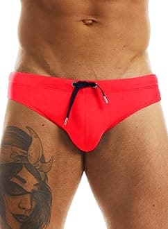 Minaso Men's Swimwear Bikini Swimming Briefs Pad Swimsuits Board Surf Shorts Trunks - Red -