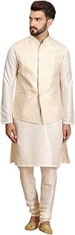 Ethluxis Men's Kurta Churidar Pyjama with Nehru Bandhgala Jacket