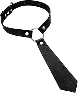 Rofusn Gothic Leather Choker Necklace With Tie for Women, Adjustable Collar Neckband Choker Necklace for Halloween Cosplay Party