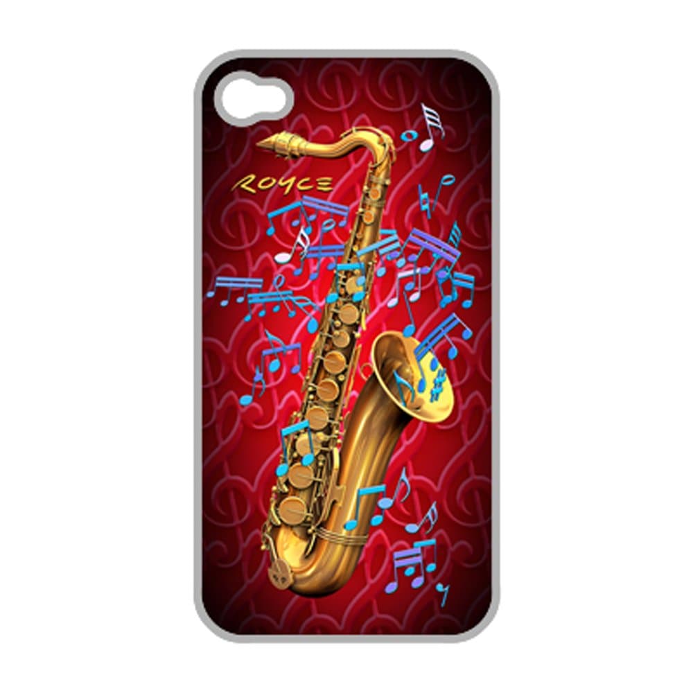 3D Apple iPhone 4 4S Protective Skin Hard Case Back Cover With 3-D "Saxophone" Music Art By Royce B McClure: Screen Protector Film Included