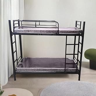Metal Bunk Matte Finish Bed For Adults Twin Over Twin Without Mattress (3 X 6 Feet, Black Powder Coated)