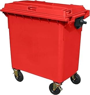 Red 770 ltr Wheelie Bin - Mid Size 4-Wheel Wheelie Bin - Tough & Durable - For All Your Outdoor Rubbish & Recycling - EN840 Certified & Tested