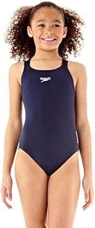 SpeedoGirls' Essential Endurance + Medalist' Swimsuit, Neon Blue, 30 (Age 11-12)